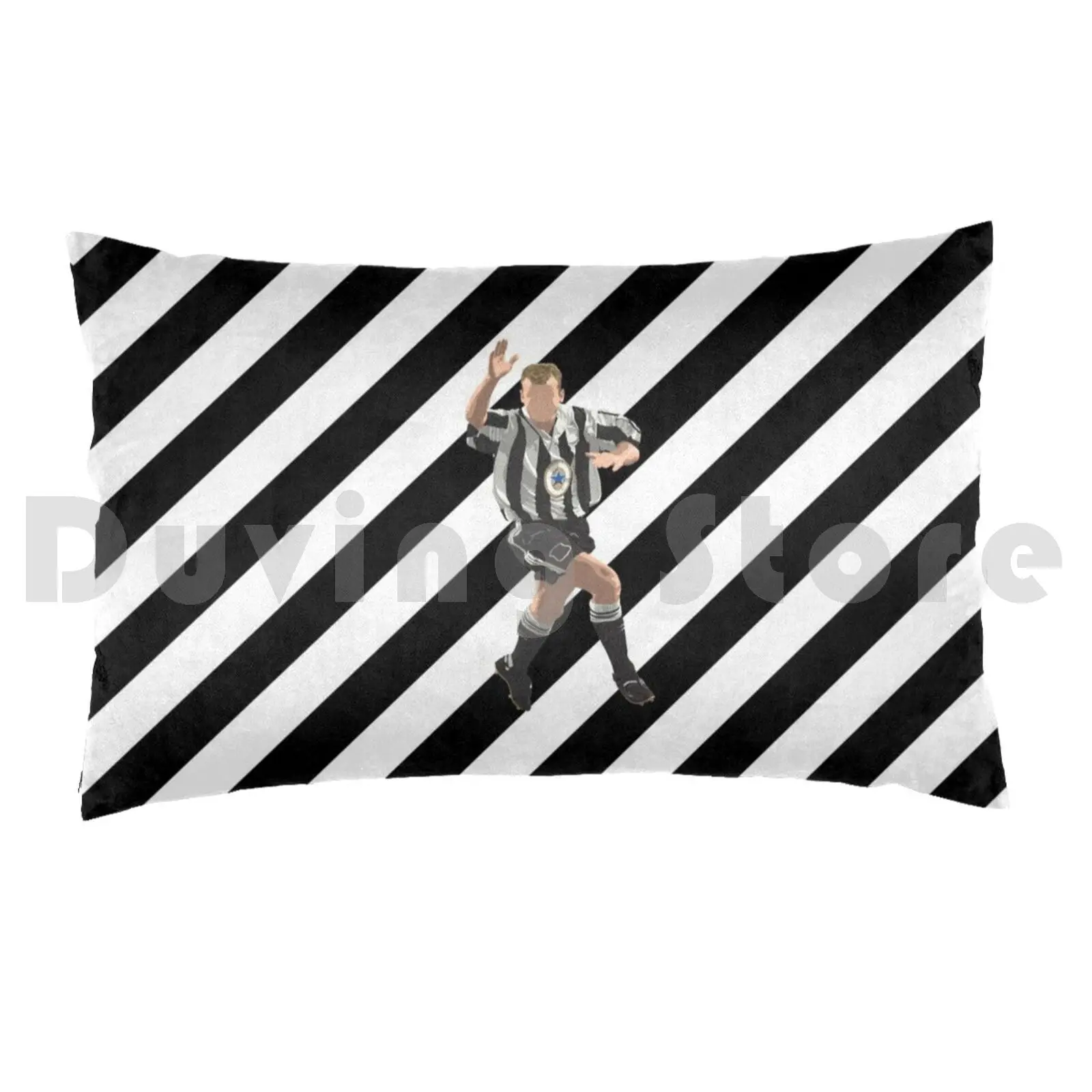 Shearer Scores! ( Stripe It Lucky ) Pillow Case Printed 50x75 Football Magpies Shearer Goal