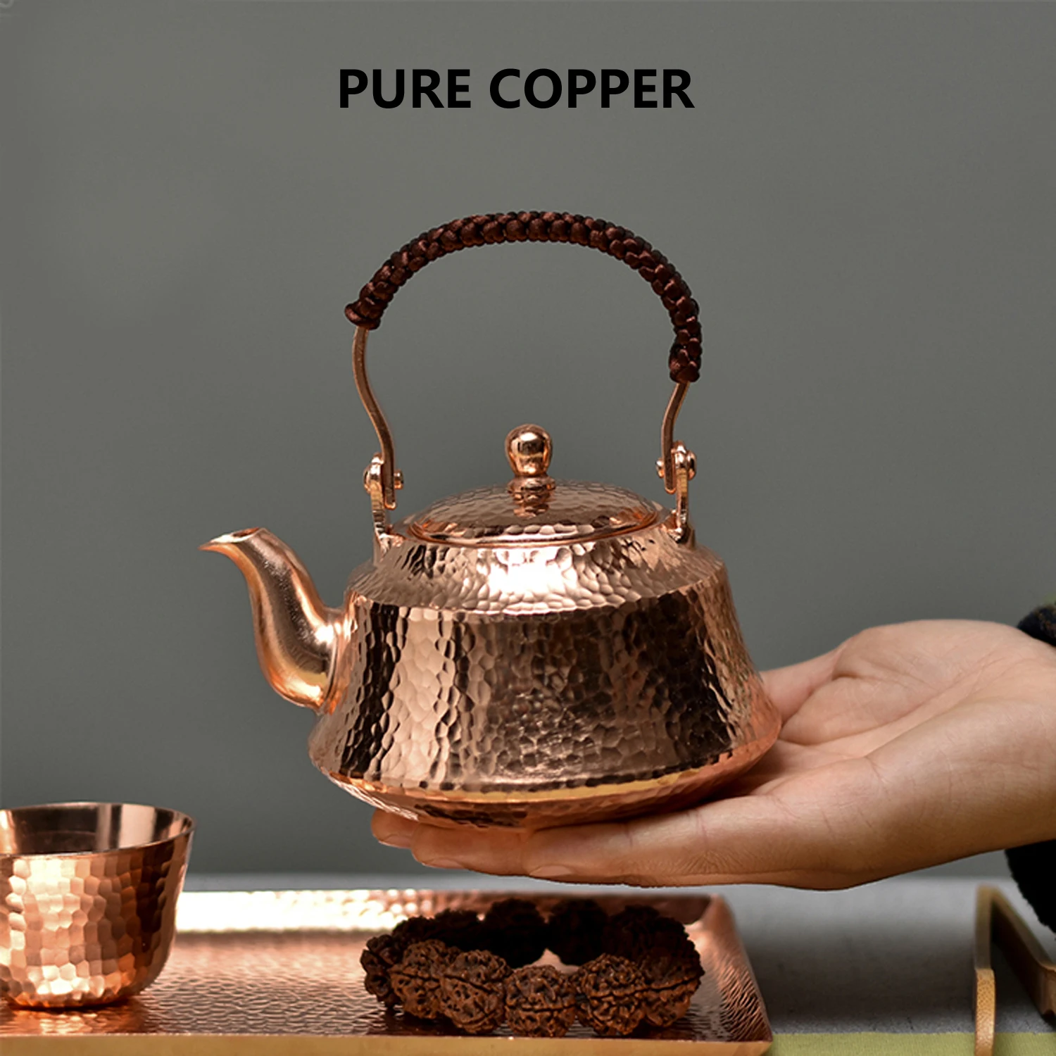 Pure Copper Tea Kettle, Handmade Teapot, Retro Pot for Kung Fu Tea, 400ml