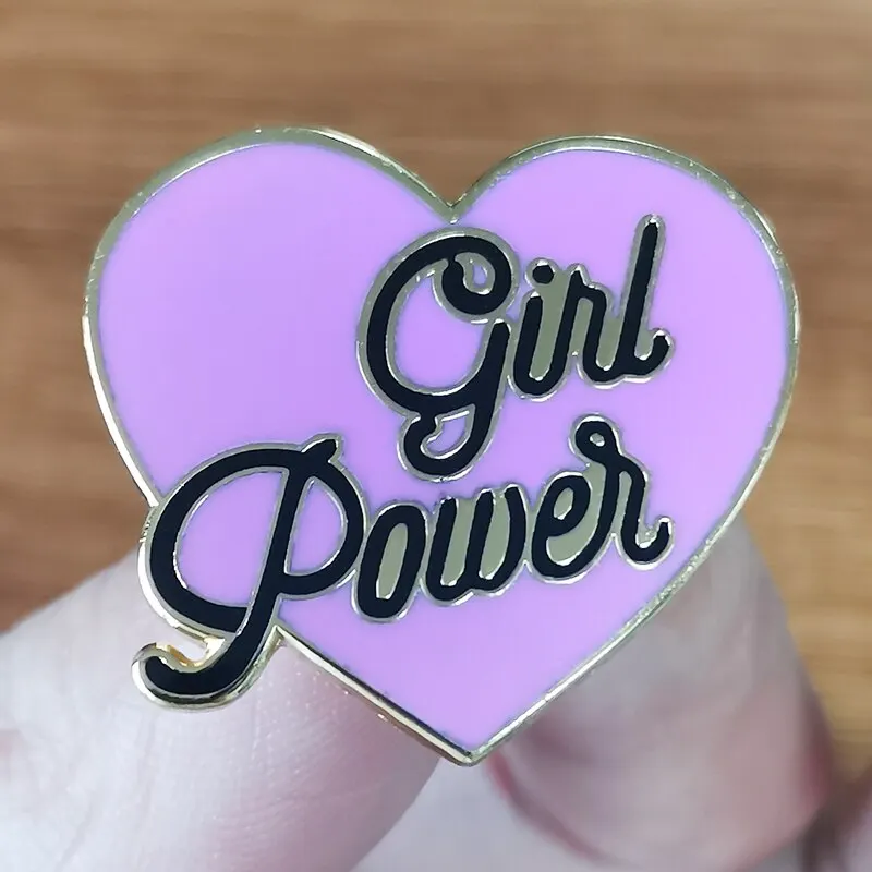 Girl Power Pin Empowering Women Pink heart Feminist Enamel Pin