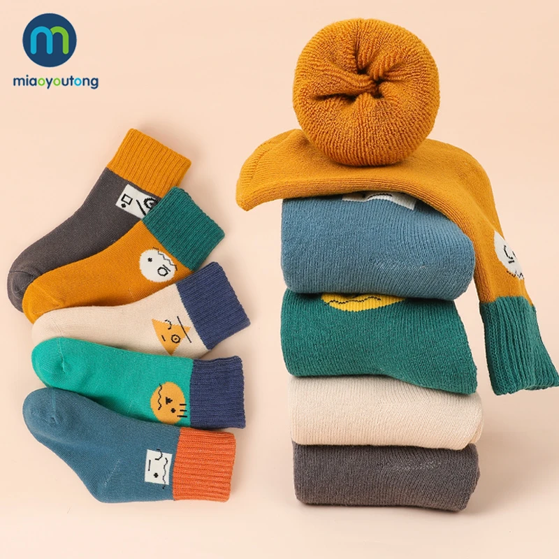 5 Pairs/Lot Thick Terry Cotton Baby Kids Socks Winter Soft Warm Socks for Children Boys Girls Thermal Floor Socks Miaoyoutong