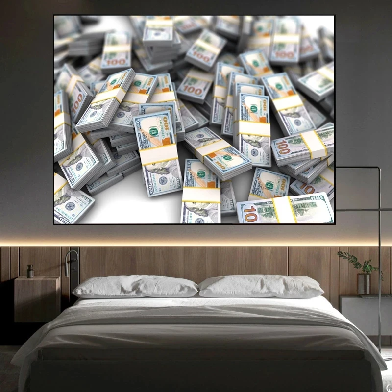 Modern 100 Dollar Money Canvas Painting Nordic Bill Poster and Prints Wall Art Pictures for Living Room Home Cuadros Decoration
