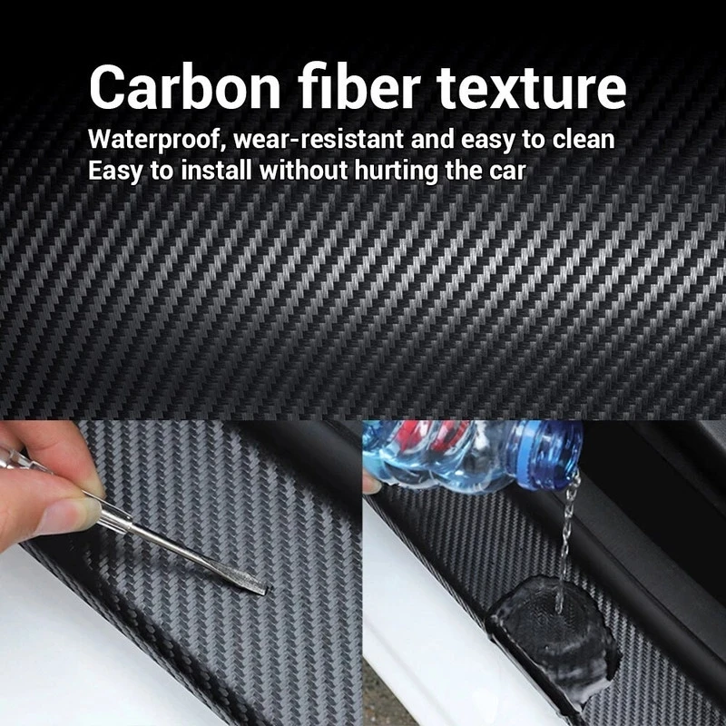 CharacterCarbon Fiber Car Sticker, DIY Paste Protector Strip, Auto Door Sill, Side Mirror, Anti Scratch Tape, Waterproof Protection Film