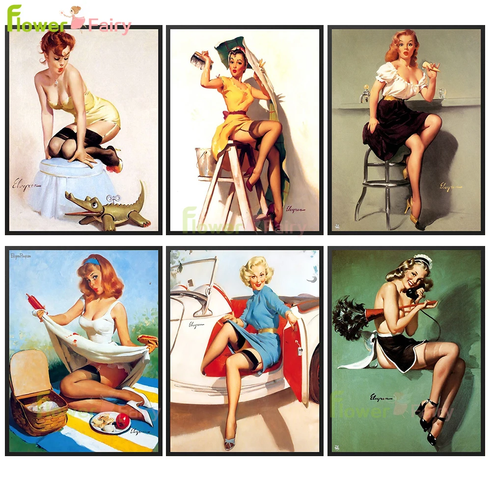 

Fashion Girl Vintage Old Magazine Model Sexy Woman Nordic Poster Wall Art Canvas Painting Wall Pictures For Living Room Unframed