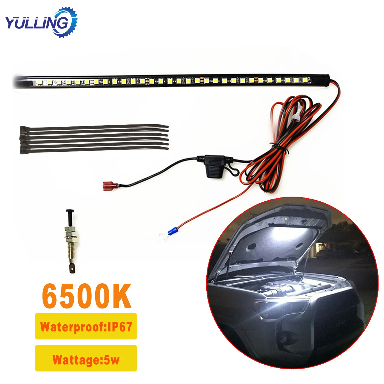 Car LED Strip Light White Under Hood Led Light Kits Automatic Switch ON/OFF Waterproof Led Light Strips Universal for Most Car