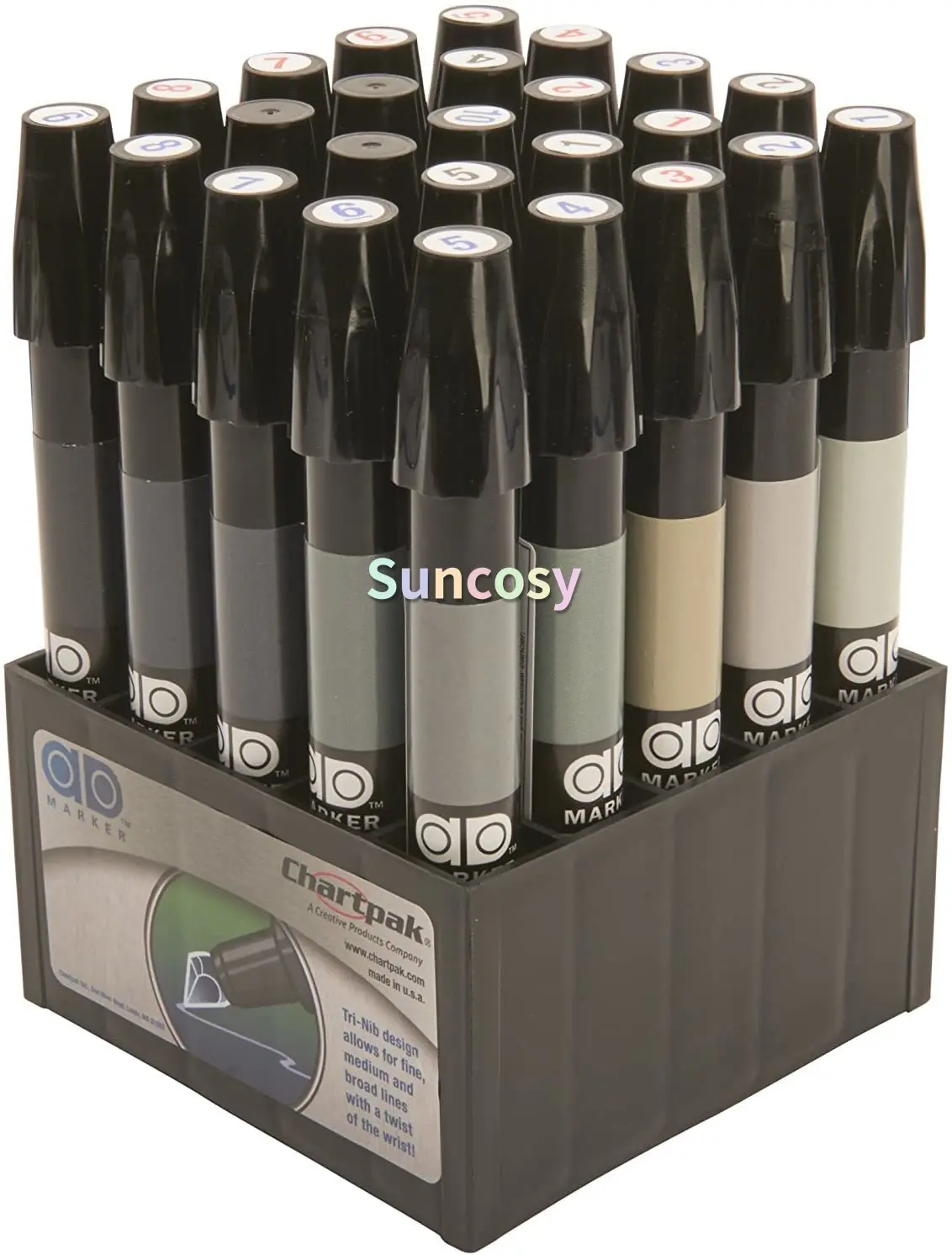 AD Marker The Original Chartpak, Tri-Nib, 25색 온/냉 회색 조합으로 완성하는 정교한 아트 마커 추천