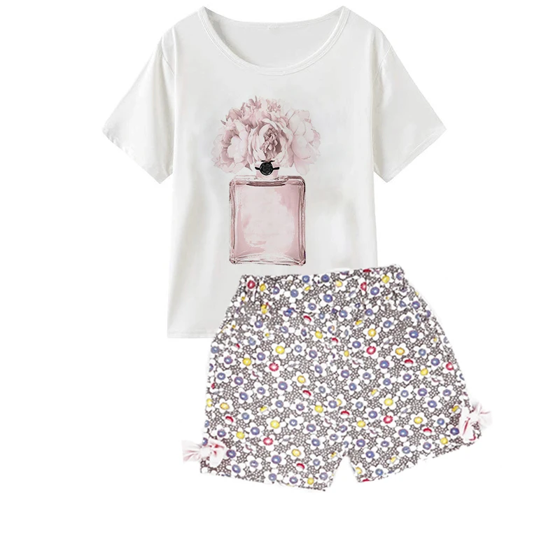 Perfume New Baby Girl Clothing Outfits Brand Summer Infant Short Sleeve T-shirt Shorts 2pc/Sets Clothes Casual Sports Tracksuits