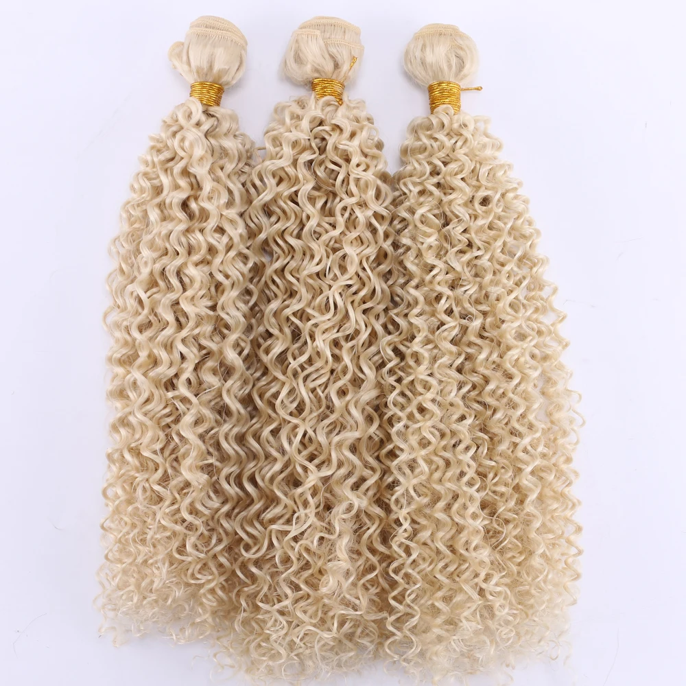 Afro Kinky Curly Hair Bundles Brown Golden Color High Temperature Synthetic Hair Extensions for Black Women