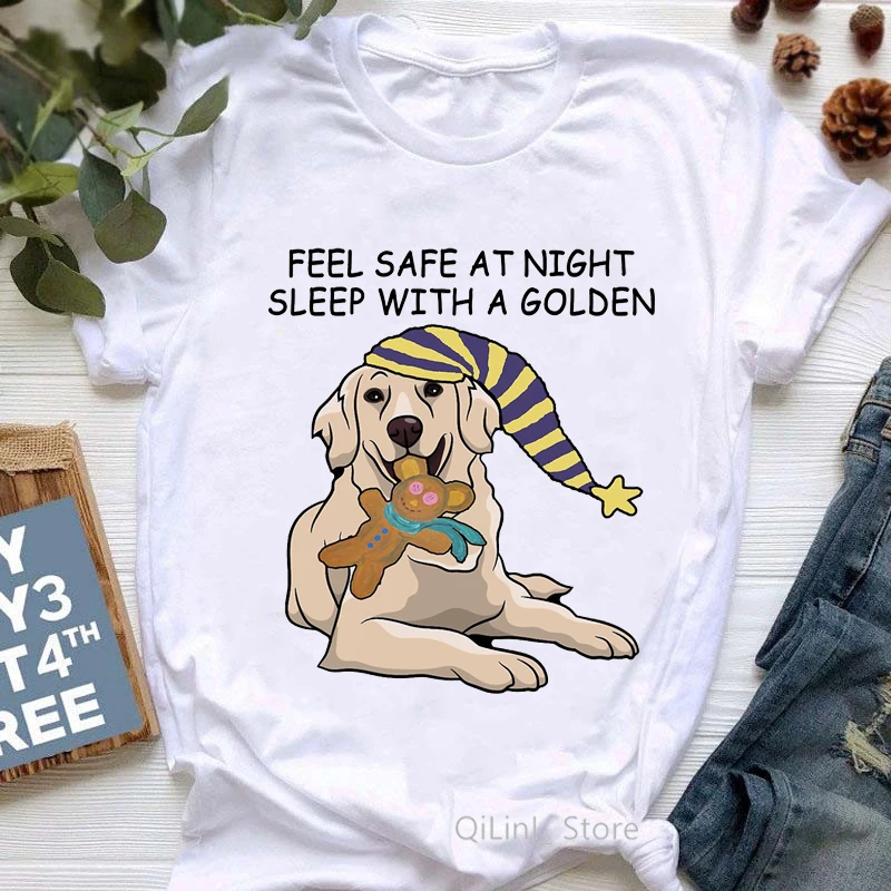 Just A Girl Who Loves Golden Retrievers Graphic Tees Women Pet Dog Mom/Lover Mothers Day Gift Funny Tshirt White T-Shirt Summer