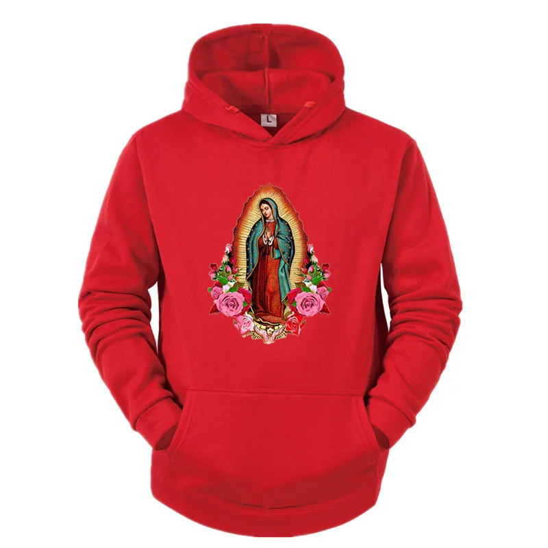 Women\'s Virgin Mary of Guadalupe Printed Hoodie Couple Clothes Korean Fashion Hoodies Warm Sweatshirt Autumn