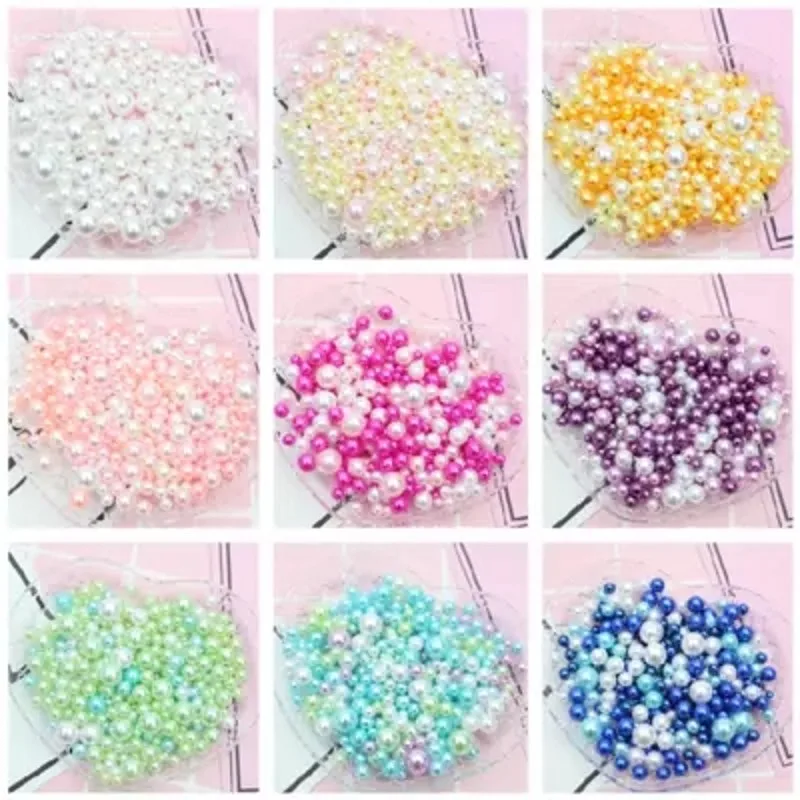 2/3/4/5mm Multi Size Option Random Mix Color Round without Holes Grament Bead for Jewelry Cloth Accessories Crafts 10g