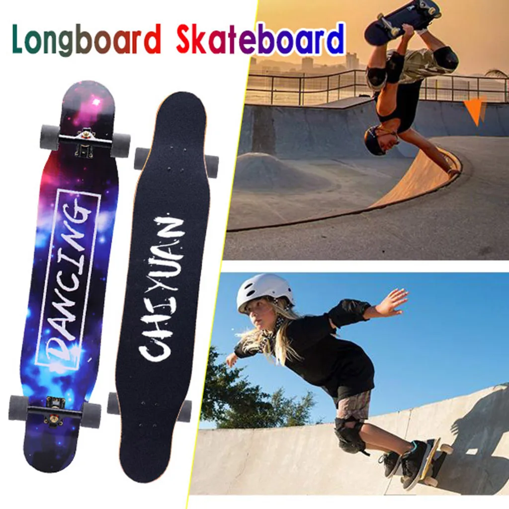 118cm Complete Skateboard Skate Board Four Wheel Scooter Longboard Pulley Wheel Fashionable for Children Teenagers#0623ZXC