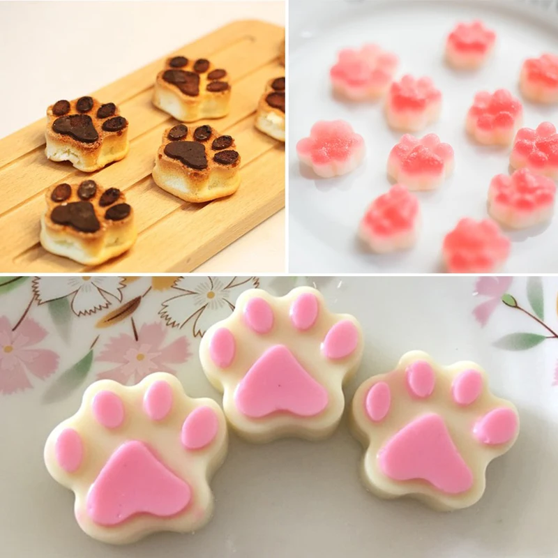 6 Cavities Soap Making Tools Cat Feet Pattern Cake Chocolate Silicone Mould Non-toxic Soap Mold Handcrafted Accessories