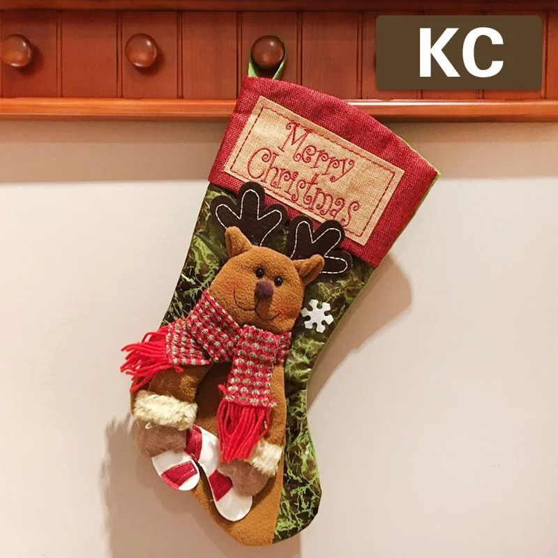 Super Bigger New Year Christmas Stocking Socks 50cm Long Christmas Super Gift  Bags Fireplace Decoration Socks Candy Holder