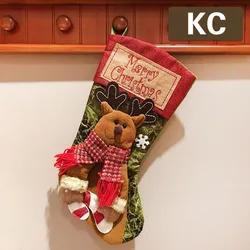 Super Bigger New Year Christmas Stocking Socks 50cm Long Christmas Super Gift  Bags Fireplace Decoration Socks Candy Holder