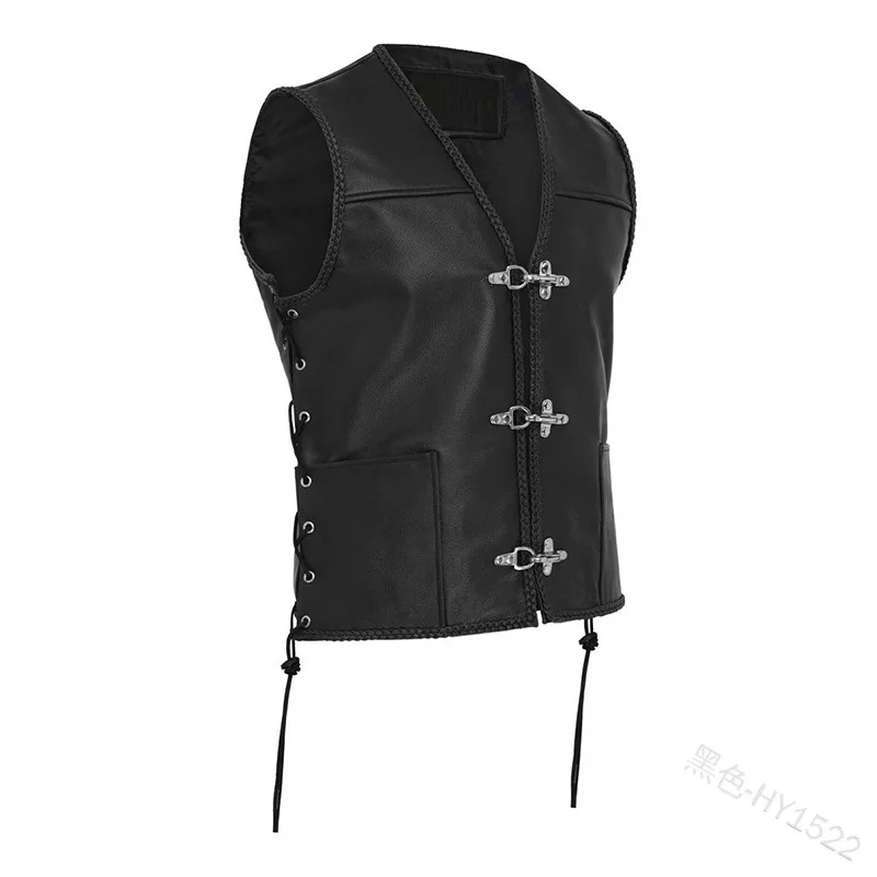 Medieval Renaissance Jackets Vests Men Punk Style Vest Jacket Waistcoat Deep V Neck Lace Up Cosplay Costume for Men