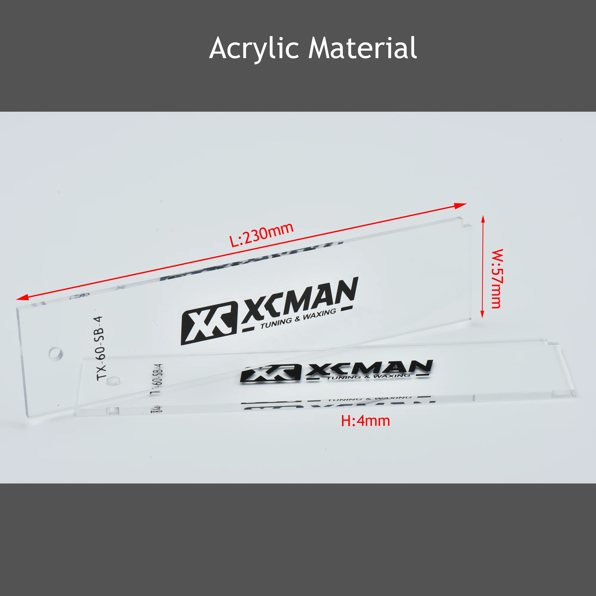 Xcman-base de plástico de cera freeride, esqui, snowboard, raspador, 4mm de espessura (transparente)-canto, para limpeza de bordas e 2 peças