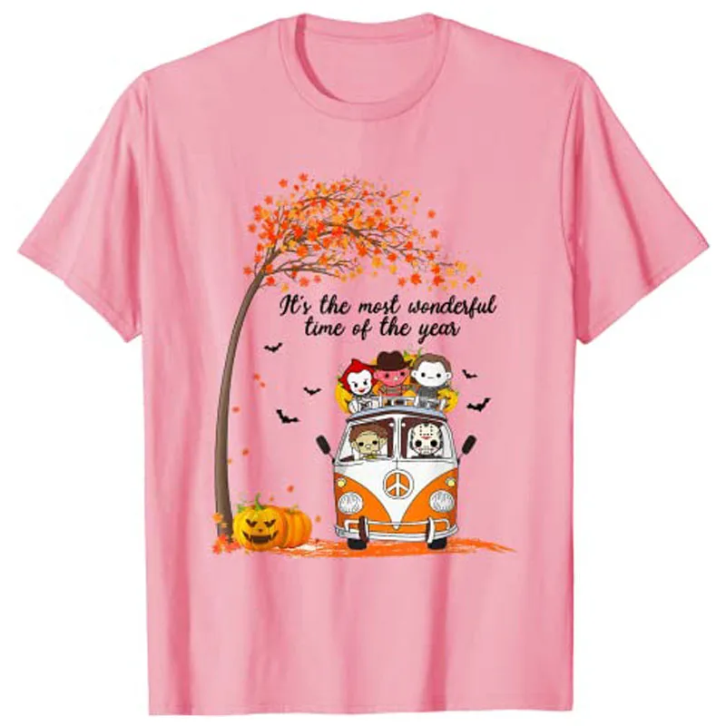 Horror Movies Funny Fall Autumn Leaf Tree Halloween Season T-Shirt Woman T Shirts