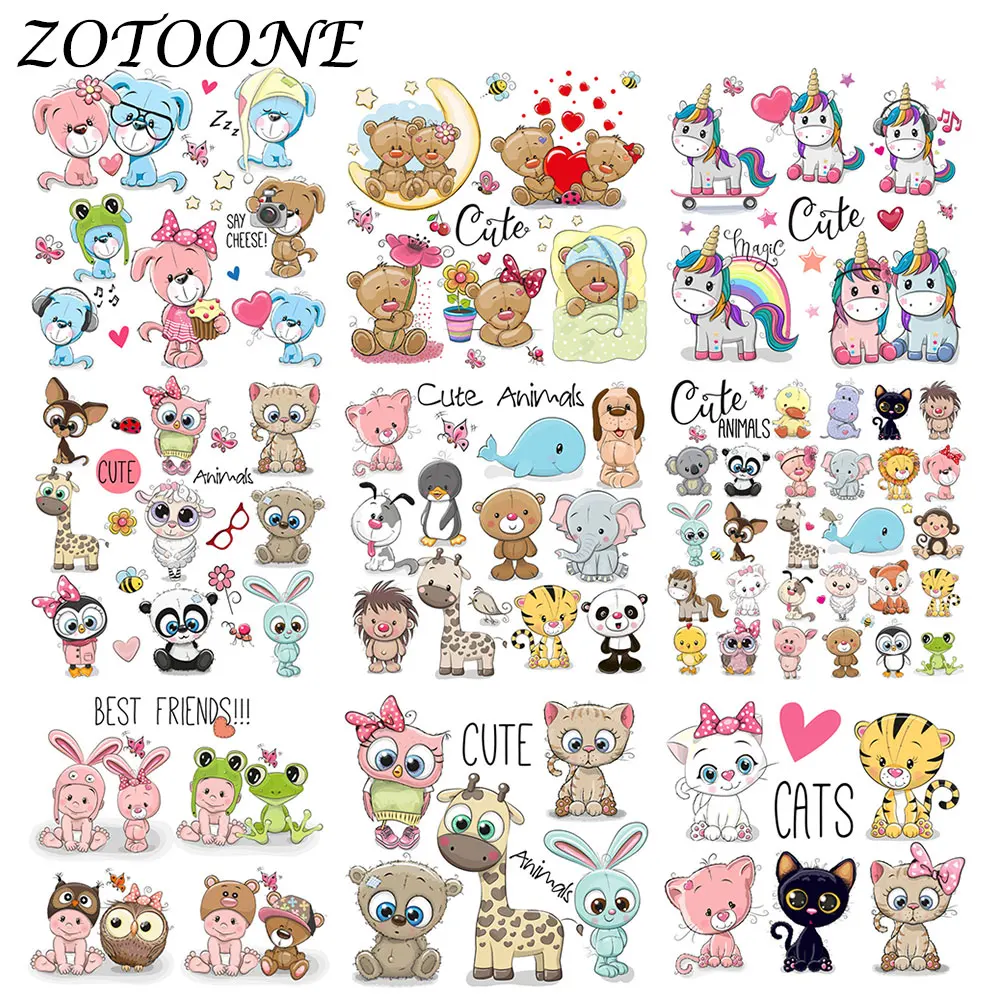 

ZOTOONE Cute Animal Combination Unicorn Iron on Patches for Clothing Thermo Stickers Heart Transfers Patch Applique Kid Clothes