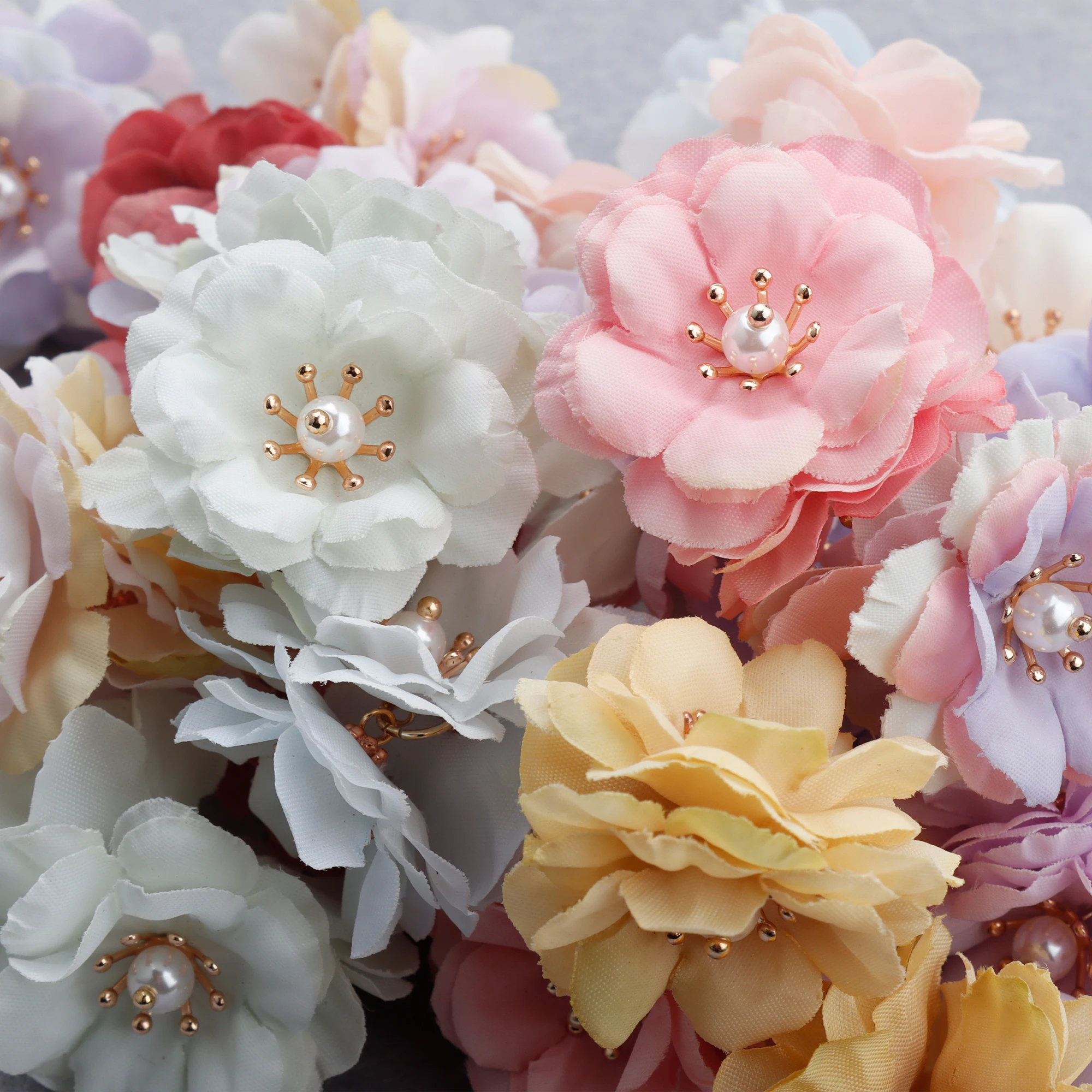 GUFEATHER F156,jewelry accessories,18k gold plated,flower shape,plastic pearl,hand made,diy earrings,jewelry making,6pcs/lot
