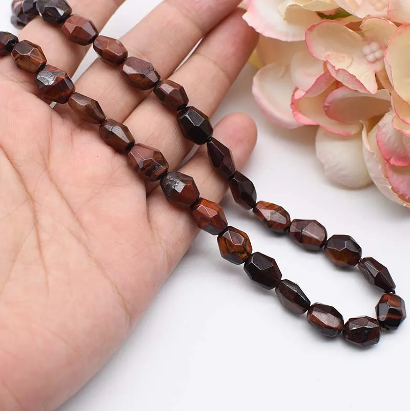 8x10mm--9x11mm Natural Faceted Tiger's eye stone beads For DIY necklace bracelet jewelry making 15 