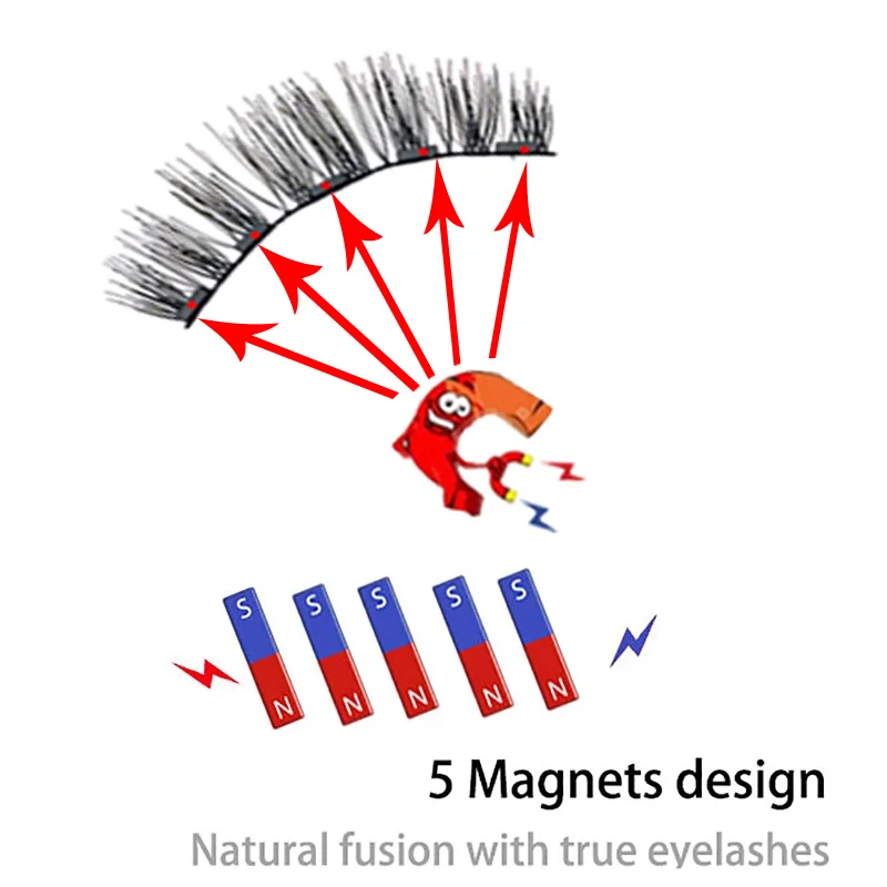 5 الرموش المغناطيسية ثلاثية الأبعاد رموش زائفة بالمنك الرموش ماكياج رمش تمديد أداة الطبيعية سميكة طويلة الرموش