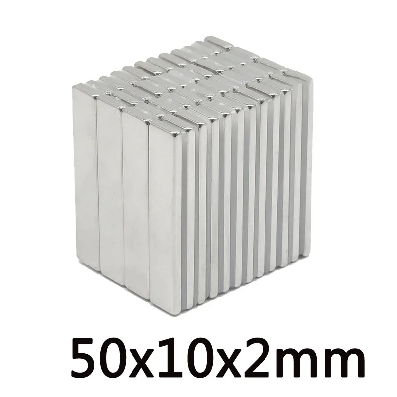 5~200PCS 50x10x2 N35 Strong Rare Earth Magnet Thickness 2mm Block Rectangular Neodymium Magnets 50x10x2mm Strip Magnetic 50*10*2