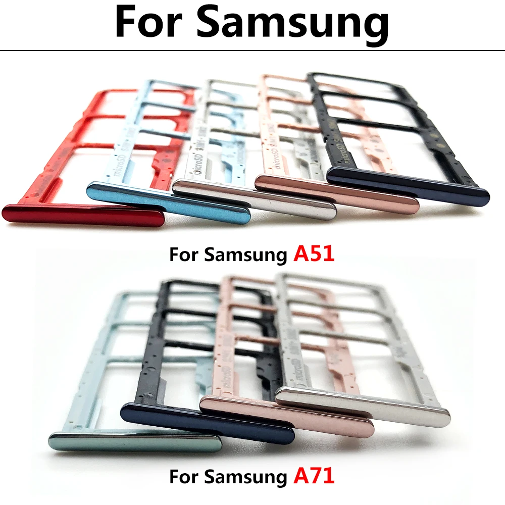 10Pcs， Dual card For Samsung A12 A31 A51 A71 Sim Card Reader Holder Sim Card Tray Holder chip slot drawer Adapter Parts