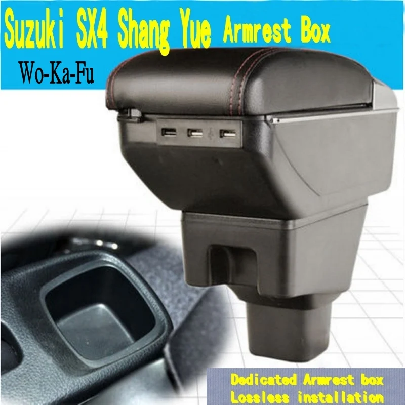 

For SX4 armrest box central Store content box with cup holder ashtray decoration products accessories With USB interface