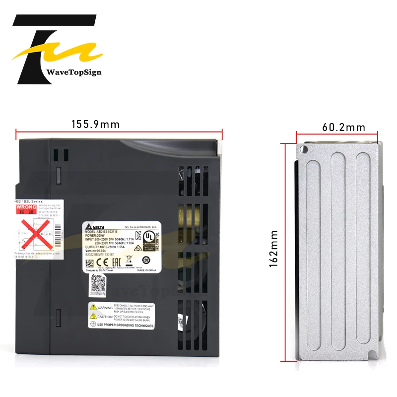 Imagem -03 - Wavetopsign Delta Servo Motor Kit 200w Asd-b20221-b Ecma-c20602rs 0.64n. m 1.55a com Cabo de 3m