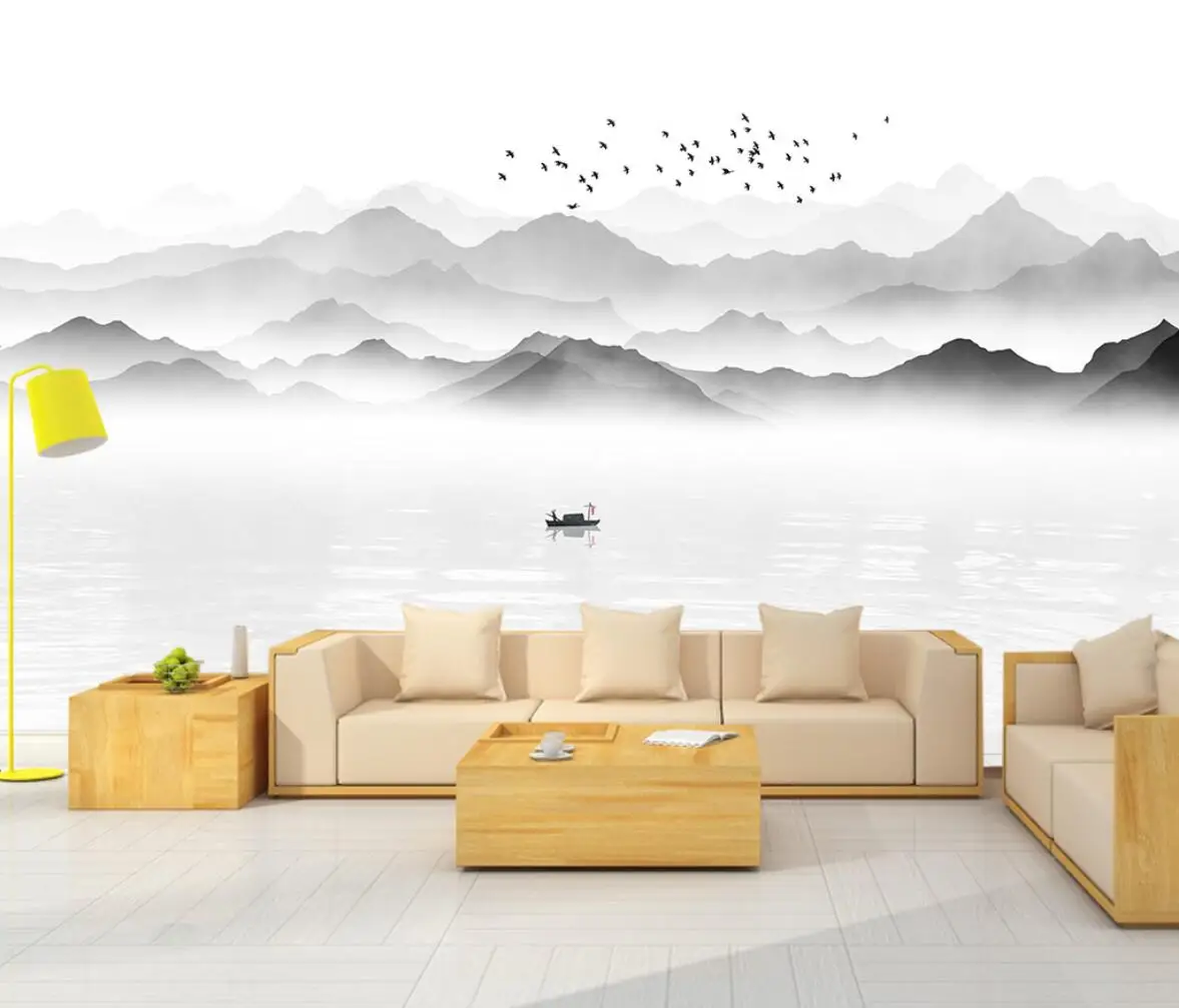 

beibehang Custom Ink landscape wallpaper for living room TV background 3D wall paper house decoration salon mural wall stickers