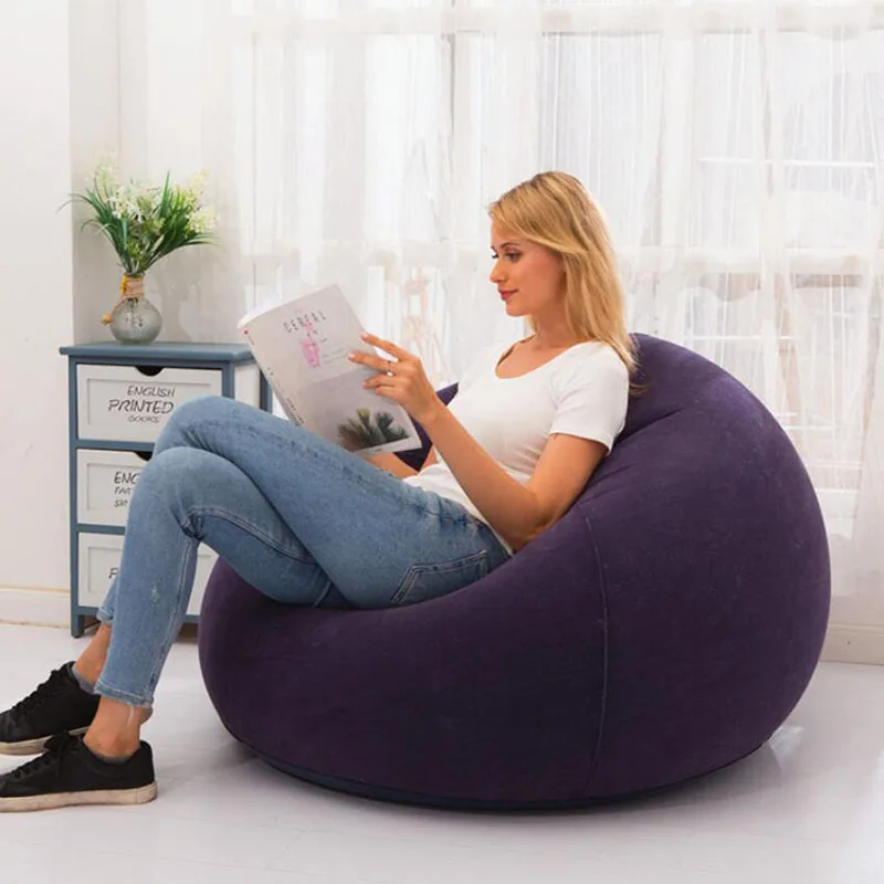 TieHo-Preguiçoso Puff Seat Bean Bag Sofá Inflável Cadeira, Tatami Flocagem, PVC Giant Pouf, Sala, Mobiliário de Jardim ao ar livre