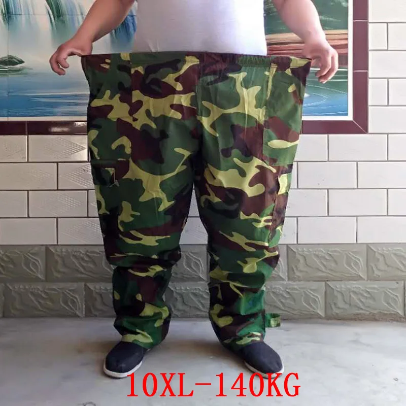 

Large Size Men's Cargo Pants Elastic Waist Plus Size 8XL 9XL 10XL Camouflage Army Green Out Door 140KG Military Style Work Pants