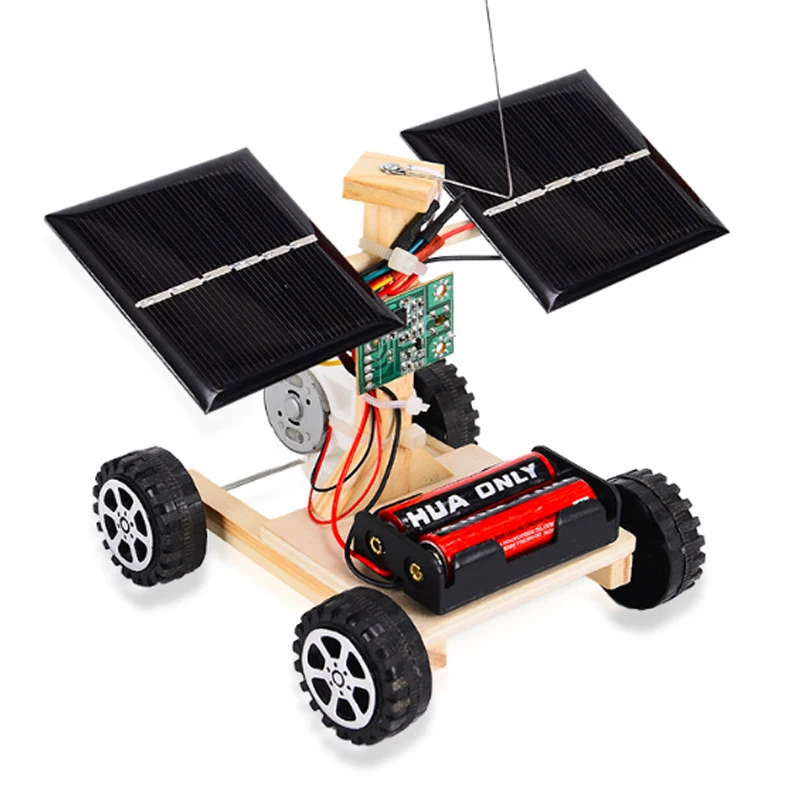 DIY Mini Solar Controle Remoto Sem Fio Carro, Brinquedo Educativo Ciência, Montagem RC Brinquedos, Carro de madeira, Modelo de veículo para crianças