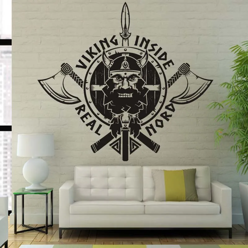 

Viking Inside Real Nord Sea Warrior North Guard Barbarian Axe Wall Decal Wall Sticker, Vinyl Wall Art, Home Decor, Wall Mural