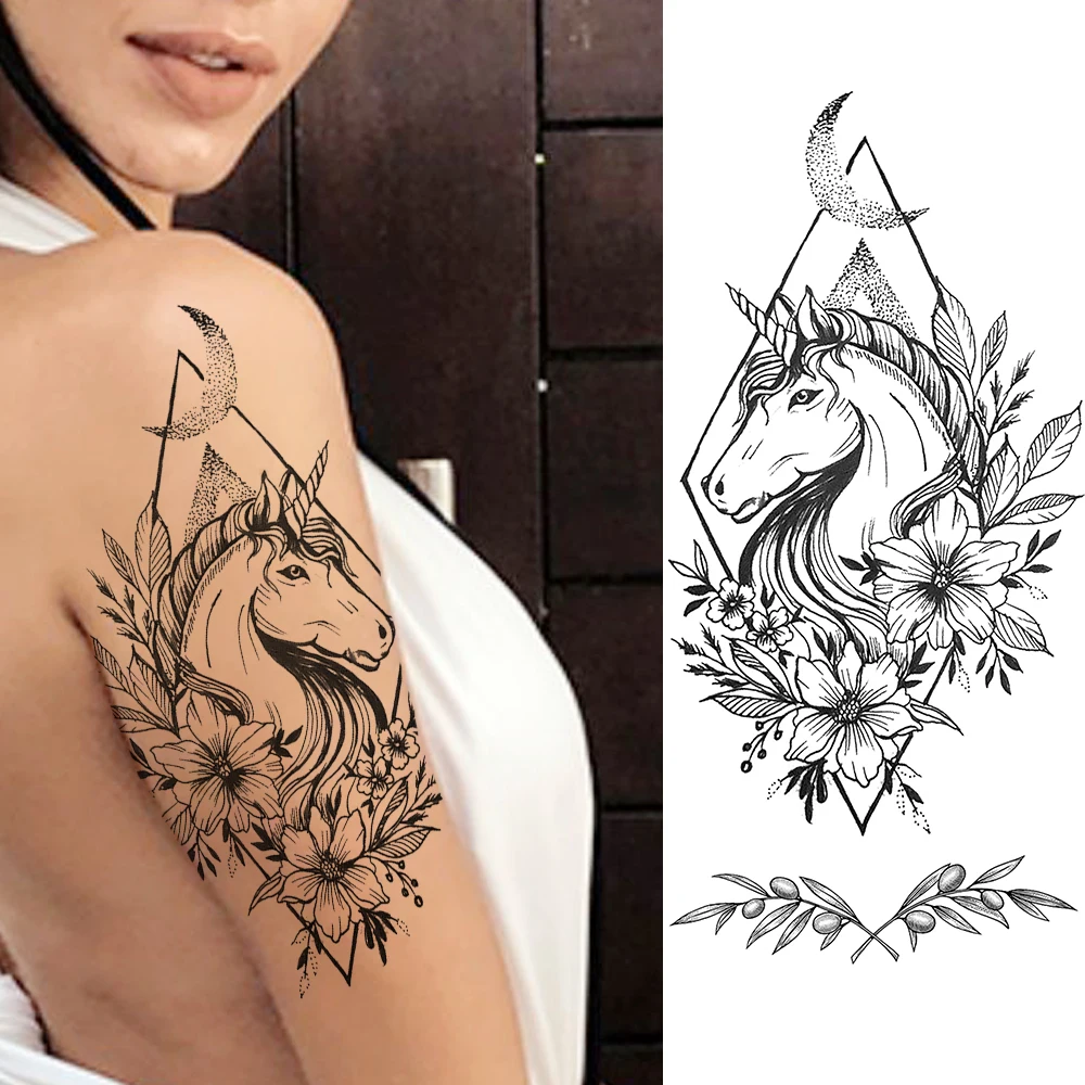 Tatouages Temporaires Géométriques pour Adultes, Faux Attrape-Rêve, Autocollant, 3D, Imperméable, Forêt Noire, Fleur, Théâtre, Loup, Nairobi, Orn