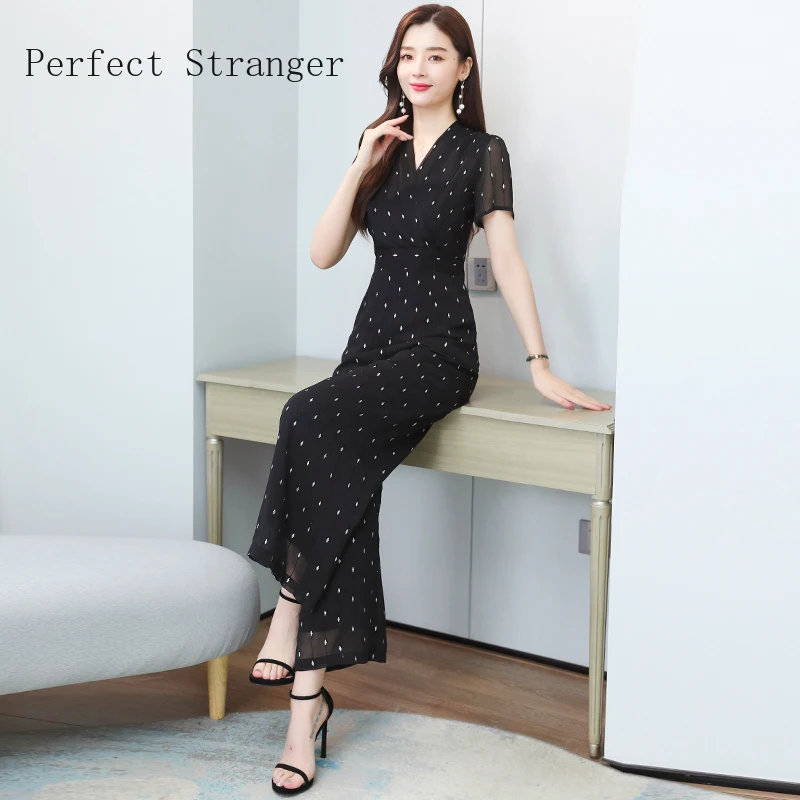 Jumpsuit Women One Piece Outfits 2021 Summer New Arrival Hot Sale V Collar Dots Short Sleeve Ladies Jumpsuits