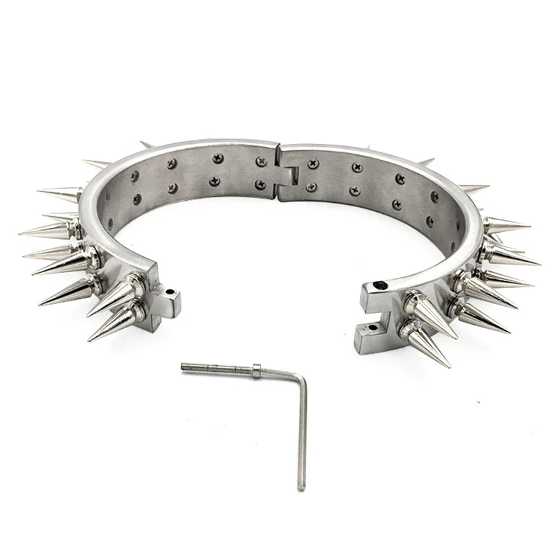 Heavy Stainless Steel Neck Collar Thorn Adult Game Slave Restraint Bondage BDSM Sex Toys For Men Women Fetish 2 Row Spike