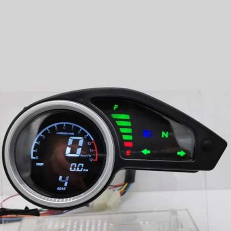 DHBH-Universal Digital Motorcycle Odometer LCD Meter Speedometer Tachometer Gauges with Night Light