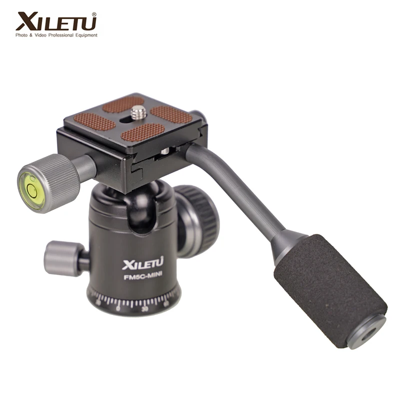 XILETU Tripod Ball Head Aluminum Alloy Ballhead w Quick Release Plate Hand Crank for Video Photography