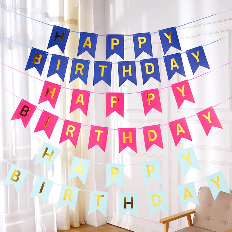 

Paper Bunting Garland Banners Flags Happy Birthday Banner Boys Girl Baby Shower Decoration Wedding Birthday Party Supplies Decor