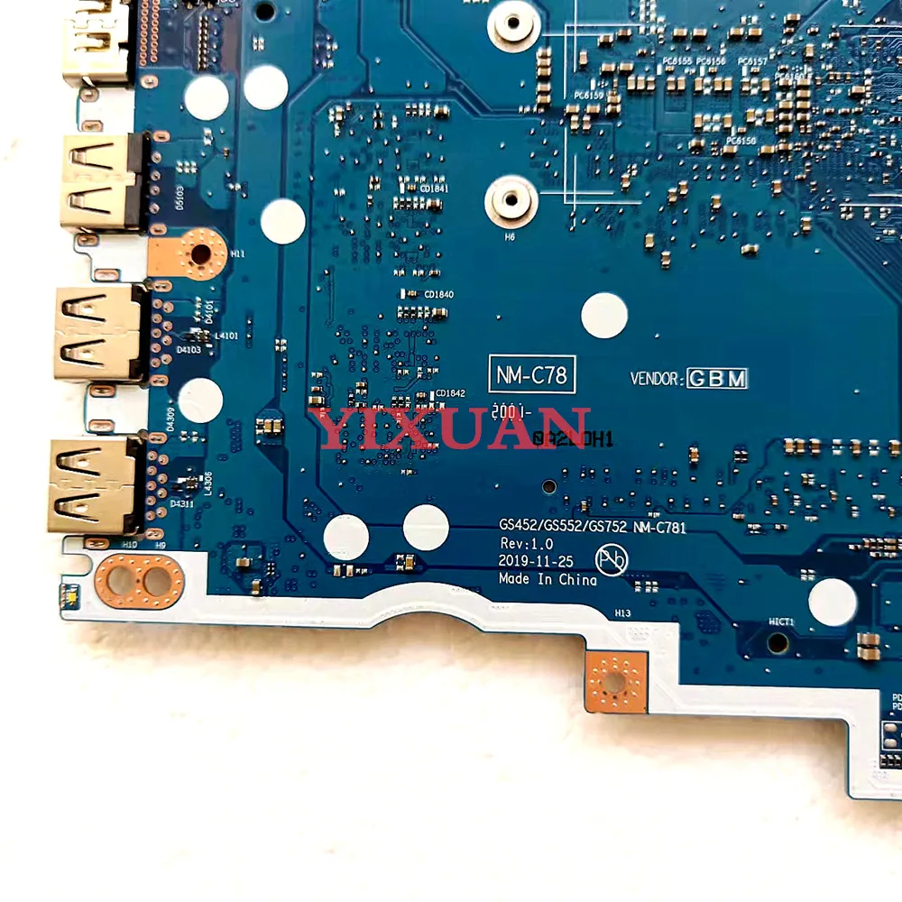 Imagem -03 - Fru 5b20s44238 Gs452 Gs552 Gs752 Nm-c781 para Lenovo Ideapad 314iml05 3-15iml05 Computador Portátil Placa-mãe com I5-10210u Cpu Ram 4gb