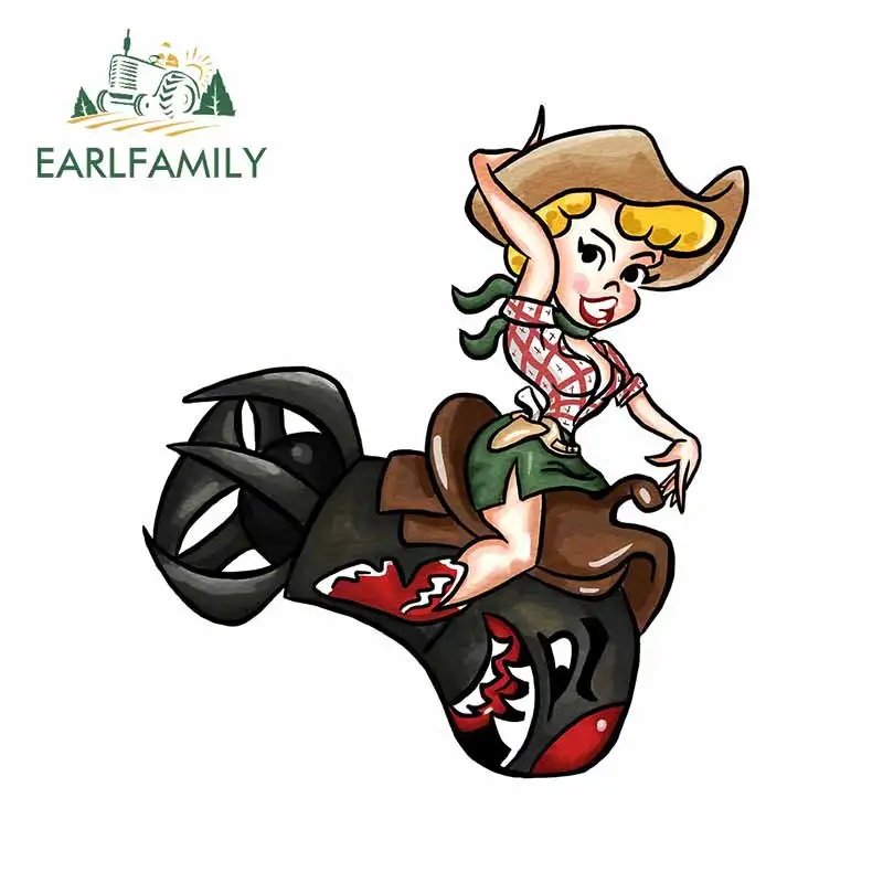 

EARLFAMILY 13 см x 11,4 см для мультяшного дизайна носа Cowgirl Pinup автомобильные наклейки водонепроницаемые Мультяшные аниме наклейки для мотоцикла бампера