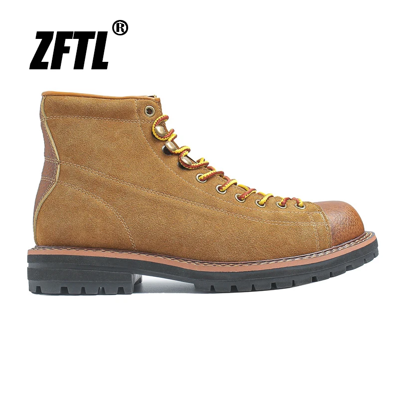 ZFTL Men\'s Boots Man Ankle Boots Casual Lace up Boots Male Handmade Sewing tooling boots Cow Leather Desert boots Men\'s 2023