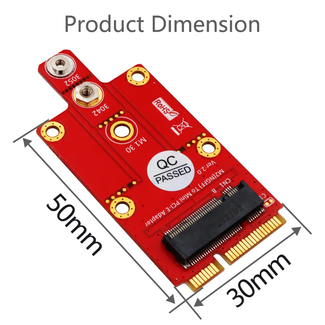 XT-XINTE M.2 Key B to Mini PCI-E Adapter for 3G / 4G / 5G Module Supports 3042/3052 Type M.2 for NGFF Card Dimension