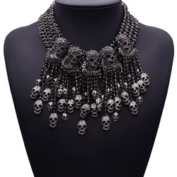 2021 New Exaggerated Necklace Skeleton Head Short Chain Female Retro Fashion Collar Skull Necklace Punk Party Jewelry Women