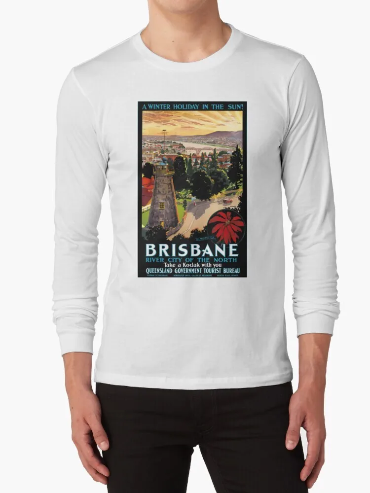 Brisbane , Australia Vintage Travel Poster Restored 100% Cotton T Shirt Vintage Travel Restored Retro Rare Tourism Tourist image 4