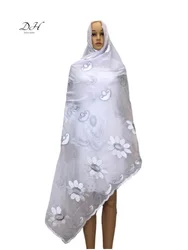 Nuovo musulmano africano Dubai sciarpa di cotone ricamo donne Hijab moda ricamo sciarpa scialli lunghi aziendazionali avvolgere DH017