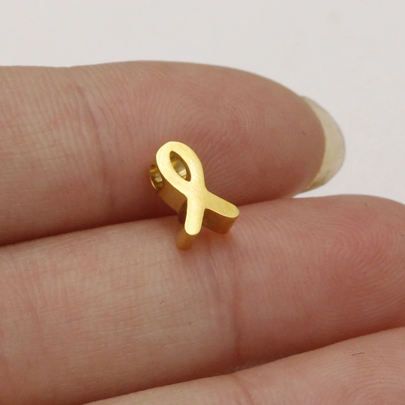 5PCS/Lot Stainless Steel Breast Cancer Awareness Ribbon Charms Pendant For Jewelry DIY Making Symbol AIDS Pendant Accessories