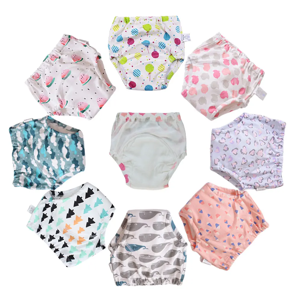 Reusable Baby Training Pants, Fralda de pano lavável, Fraldas Mudando Roupa Interior, Infantil Criança Potty Training Calcinhas, Crianças, 10 pcs