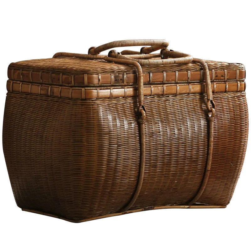 

Handmade Bamboo Tea Box Travel Portable Tea Ceremony Kung Fu Tea Set Storage Luggage Basket Chinese Basket